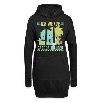 Dinosaurier Ich werde Großer Bruder - Hoodie-Kleid - Schwarz - Vorne