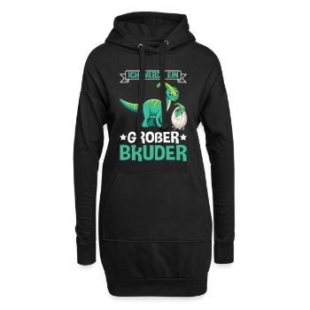 Dinosaurier Großer Bruder Dino - Hoodie-Kleid - Schwarz - Vorne