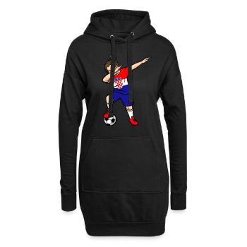 Dabbing Fußballspieler Mädchen Kroatien Fußball - Hoodie-Kleid - Schwarz - Vorne