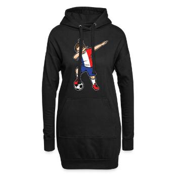 Dabbing Footballeuse Filles France Football - Sweat-shirt à capuche long Femme - noir - Devant
