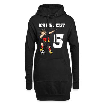 Fußballer 5 Jahre alt Mädchen Deutschland Fußball - Hoodie-Kleid - Schwarz - Vorne