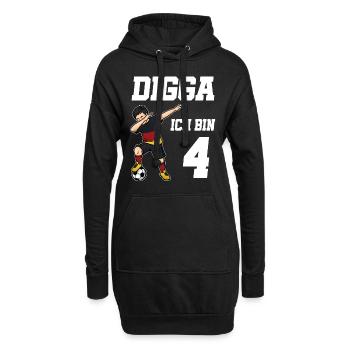Fußball Junge 4. Geburtstag Fußballer Deutschland - Hoodie-Kleid - Schwarz - Vorne