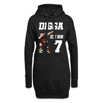 Fußball Junge 7. Geburtstag Fußballer Deutschland - Hoodie-Kleid - Schwarz - Vorne