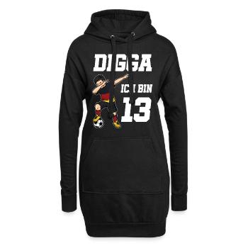 Fußball Junge 13. Geburtstag Fußballer Deutschland - Hoodie-Kleid - Schwarz - Vorne