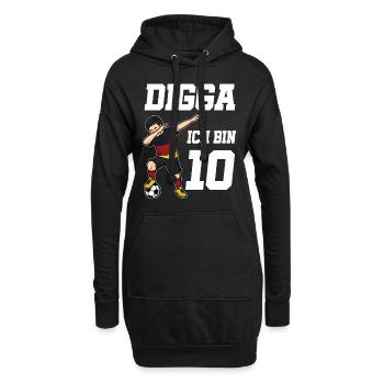 Fußball Junge 10. Geburtstag Fußballer Deutschland - Hoodie-Kleid - Schwarz - Vorne