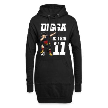Fußball Junge 11. Geburtstag Fußballer Deutschland - Hoodie-Kleid - Schwarz - Vorne