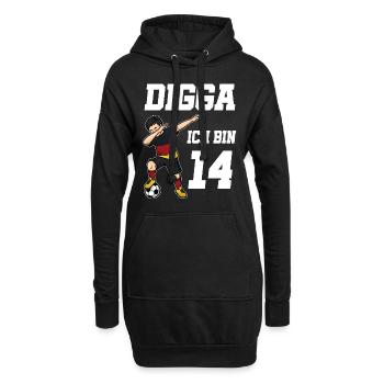 Fußball Junge 14. Geburtstag Fußballer Deutschland - Hoodie-Kleid - Schwarz - Vorne
