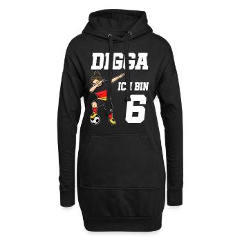 Fußball Mädchen 6. Geburtstag Fußballer Deutschlan - Hoodie-Kleid - Schwarz - Vorne