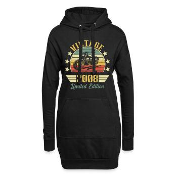 Vintage 2008 Retro Motorrad Geburtstagsgeschenk - Hoodie-Kleid - Schwarz - Vorne