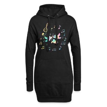 Oiseaux colorés Femmes Filles Notes de musique mignonnes - Sweat-shirt à capuche long Femme - noir - Devant