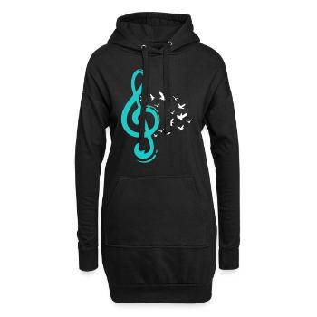 Clef de violon Oiseaux Professeur de musique Musiciens - Sweat-shirt à capuche long Femme - noir - Devant