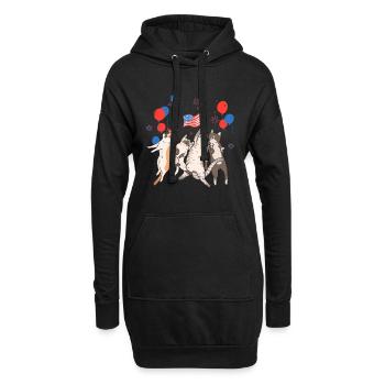 Patriotic Cat Women Drapeau américain - Sweat-shirt à capuche long Femme - noir - Devant