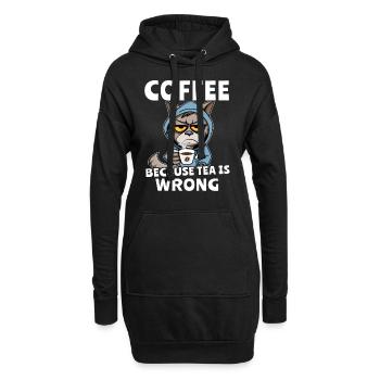 Kaffee Trinken Katze Tee - Hoodie-Kleid - Schwarz - Vorne