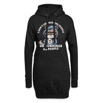 Morning grouch coffee drinker cat coffee - Sweat-shirt à capuche long Femme - noir - Devant
