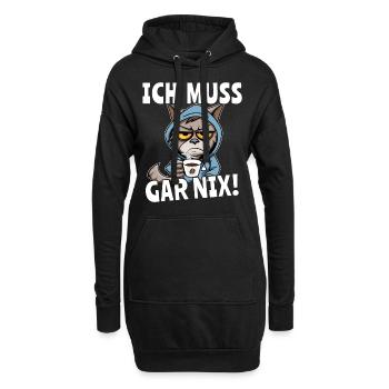 Ich Muss Gar Nix Katzen - Hoodie-Kleid - Schwarz - Vorne
