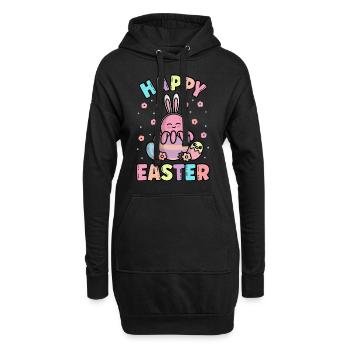 Frohe Ostern Oktopus mit Hasenohren Frühling - Hoodie-Kleid - Schwarz - Vorne