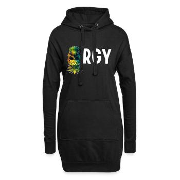 Orgie Upside Down Ananas Totenkopf Swinger Swinging - Hoodie-Kleid - Schwarz - Vorne