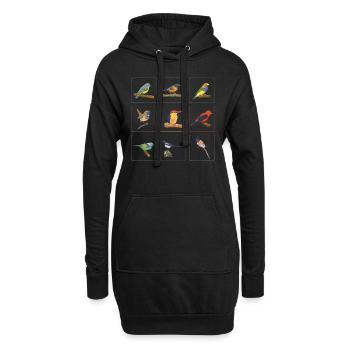 Niedliche Vögel Sammlung Vogelbeobachtung - Hoodie-Kleid - Schwarz - Vorne
