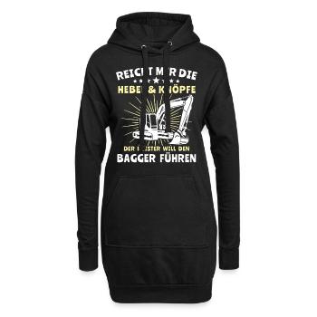 Baggerfahrer Bagger Fahren - Hoodie-Kleid - Schwarz - Vorne