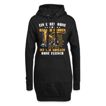 Baggerfahrer Bagger Fahren - Hoodie-Kleid - Schwarz - Vorne