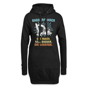 Baggerführer Baggerfahrer - Hoodie-Kleid - Schwarz - Vorne