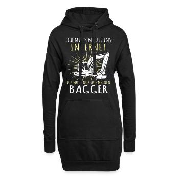 Baggerfahrer Bagger - Hoodie-Kleid - Schwarz - Vorne