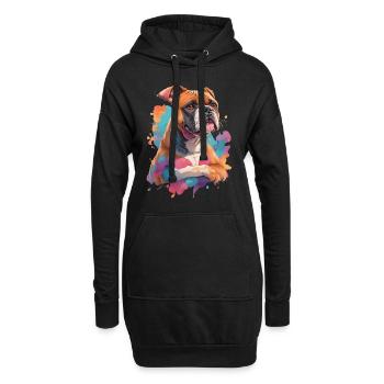 Deutscher Boxer Hund Zeichnung für Hundeliebhaber - Hoodie-Kleid - Schwarz - Vorne