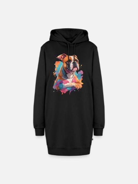 Deutscher Boxer Hund Zeichnung für Hundeliebhaber - Hoodie-Kleid - Schwarz