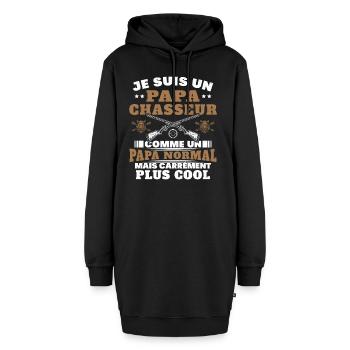 Un papa chasseur c'est comme un papa normal - Sweat-shirt à capuche long Femme - noir - Devant
