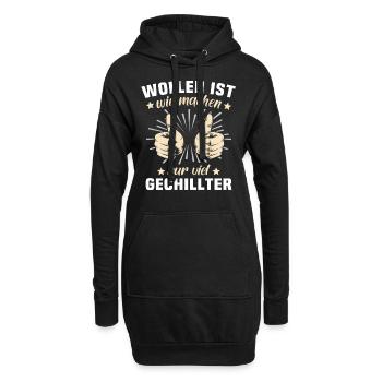 Wollen Machen Chillen - Hoodie-Kleid - Schwarz - Vorne