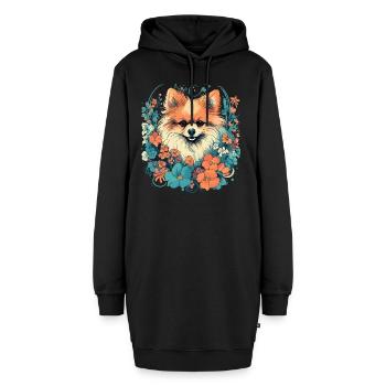 Pomeranian Hund Geschenk - Hoodie-Kleid - Schwarz - Vorne