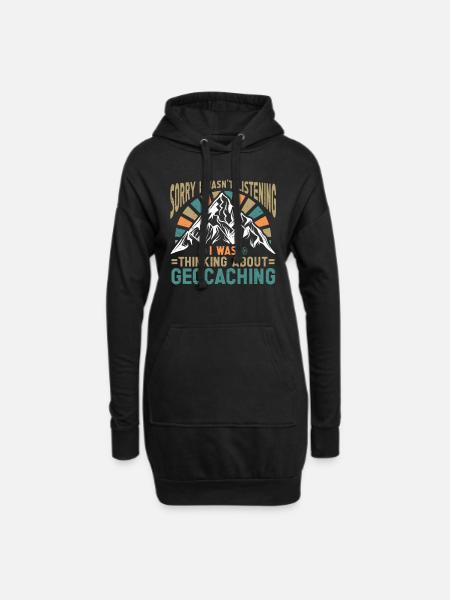 Cadeau Geocaching Geocacher Geocache - Sweat-shirt à capuche long Femme - noir