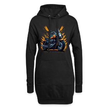 Klassisches Motorrad - Hoodie-Kleid - Schwarz - Vorne