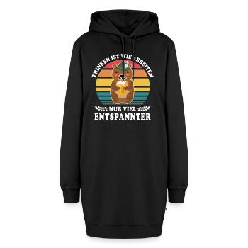 Trinken Arbeiten Bär - Hoodie-Kleid - Schwarz - Vorne