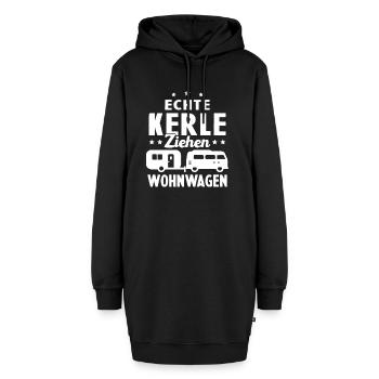echte kerle ziehen wohnwagen - Hoodie-Kleid - Schwarz - Vorne