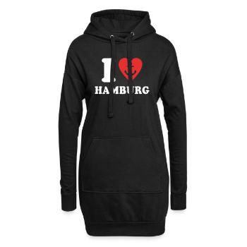 J’adore le hamburger Liebe de Hambourg - Sweat-shirt à capuche long Femme - noir - Devant