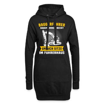 Baggerfahrer - Hoodie-Kleid - Schwarz - Vorne