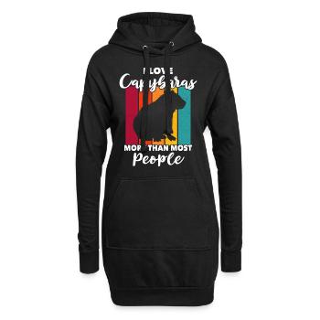 Capybaras - Sweat-shirt à capuche long Femme - noir - Devant