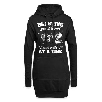 Winds, instrument, trumpet, flugelhorn - Hoodie Dress - black - Front