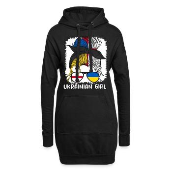 Moitié Anglais Moitié Ukrainien Fille Ukraine Angleterre - Sweat-shirt à capuche long Femme - noir - Devant