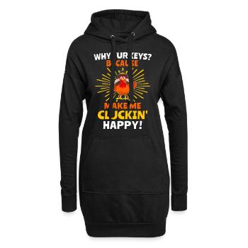 Truthahn Erntedankfest - Hoodie-Kleid - Schwarz - Vorne