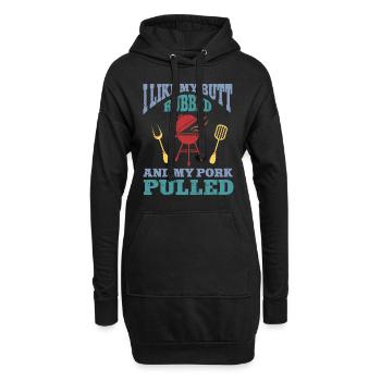 BBQ Pulled Pork Schwein Grill - Hoodie-Kleid - Schwarz - Vorne