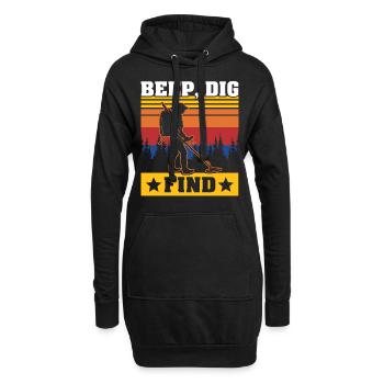 Metalldetektor - Hoodie-Kleid - Schwarz - Vorne
