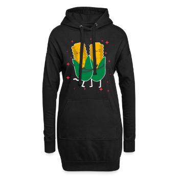 Cute Corn Couple Hugging Corn Fruits Lovers - Hoodie-Kleid - Schwarz - Vorne