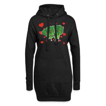 Mignon Couple d’épinards étreignant les épinards feuillus vert - Sweat-shirt à capuche long Femme - noir - Devant