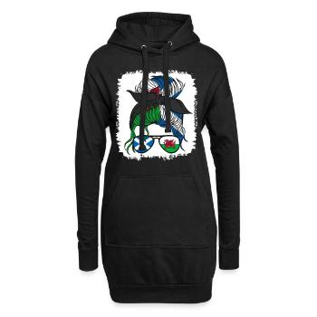 Cymru Halb Schottin Halb Walisisch Mädchen Wales Schottland - Hoodie-Kleid - Schwarz - Vorne