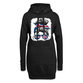 Insel Island Flagge Mädchen Isländische Mädchen Kinder - Hoodie-Kleid - Schwarz - Vorne