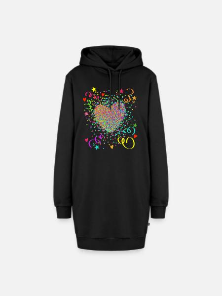 Stimmungs Herz - Fasching - Karneval - Verkleidung - Hoodie-Kleid - Schwarz