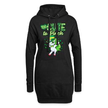 St. Patrick's Day Einhorn - Hoodie-Kleid - Schwarz - Vorne