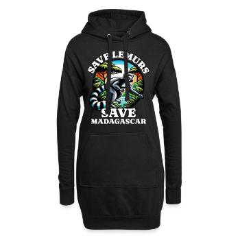 Save Lemurs - Hoodie-Kleid - Schwarz - Vorne